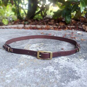 Ralph Lauren LRL Three Buckle Leather Skinny Belt L